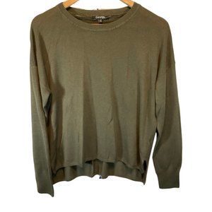 Green Long Sleeve Knit Pullover Sweater w/ Hi-Lo Hem